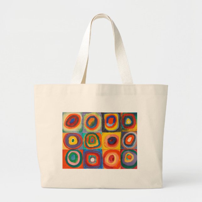 Grand Tote Bag Cercles concentrés Carré de Kandinsky (Devant)