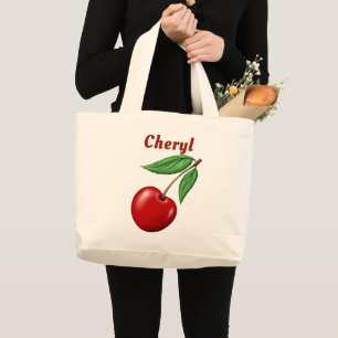 Grand Tote Bag Cerise Rouge Personnalisée