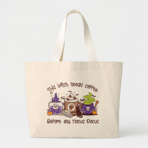 Grand Tote Bag Cette sorcière a besoin de café