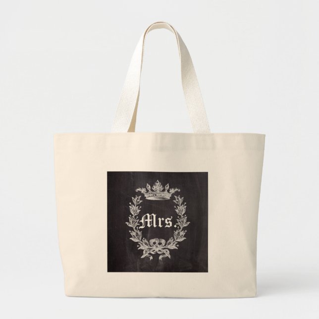 Grand Tote Bag Chalet de mariée de lune de miel future Mme. (Devant)
