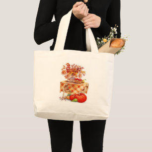 Grand Tote Bag Chaleureuse Table de récolte d'automne