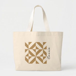 Grand Tote Bag Chaleureux Brown Personnalisé Nom du cube de décor