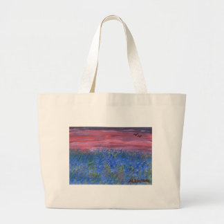 Grand Tote Bag Champ bleu au coucher du soleil