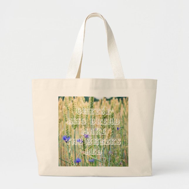Grand Tote Bag Champ de blé d'été avec fleurs de maïs (Devant)