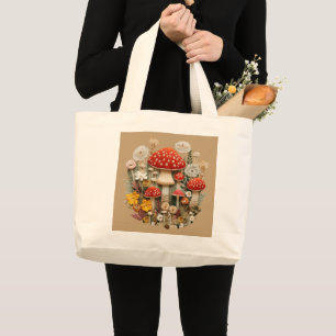 Grand Tote Bag Champignons Cottagecore