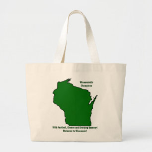 Grand Tote Bag Champions du Wisconsinite Football, Fromage et Biè