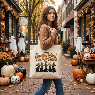 Grand Tote Bag Chapeau de sorcière de chat noir | Quelque chose d