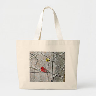 Grand Tote Bag Chardonneret et cardinal