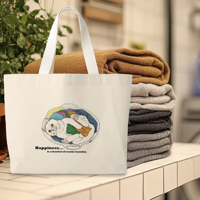 Grand Tote Bag Chat de jour de blanchisserie (Créateur téléchargé)