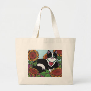 Grand Tote Bag Chat de tournesol