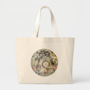 Grand Tote Bag Chat du Cheshire Alice au Pays des Merveilles Clas