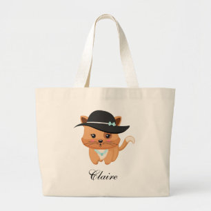 Grand Tote Bag Chat fantaisie avec Casquette
