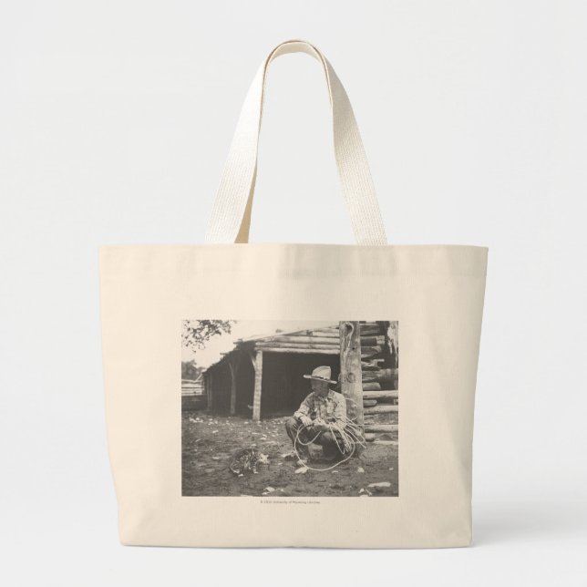 Grand Tote Bag Chat mangeant hors d'un café Can. (Devant)