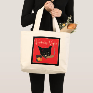 Grand Tote Bag Chat Vegan Kentucky avec Jumbo Cigar et Whiskey