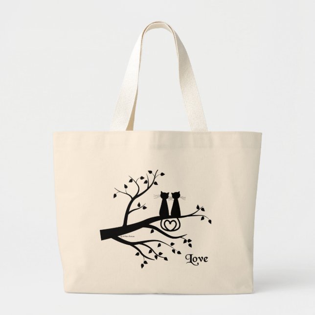 Grand Tote Bag Chats dans l'amour (Devant)