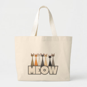 Grand Tote Bag Chats drôles qui regardent par-dessus le bord Ar
