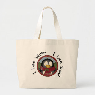 Grand Tote Bag Chemises et cadeaux de vacances en pingouin d'hive