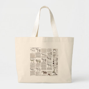 Grand Tote Bag Cheval Antique Publicité Journal Art