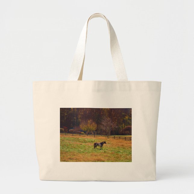 Grand Tote Bag Cheval peint à distance (Devant)