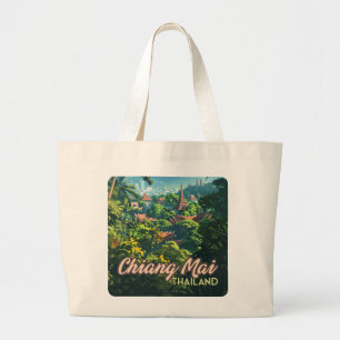 Grand Tote Bag Chiang Mai Thaïlande Asie Temples Monts Vintages