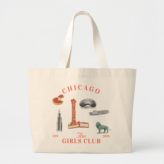 Grand Tote Bag Chicago Bachelorette Girls Club (Devant)
