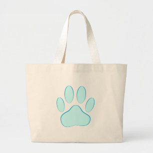 Grand Tote Bag Chien Bébé Bleu Empreinte de Patte Animal de Compa