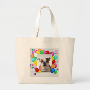 Grand Tote Bag Chien de taureau avec des ballons colorés Thème d'