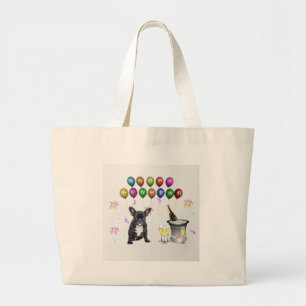 Grand Tote Bag Chien de taureau français Nouvel An