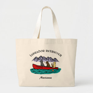 Grand Tote Bag Chiens d'arrêt de Labrador de canoë-kayak