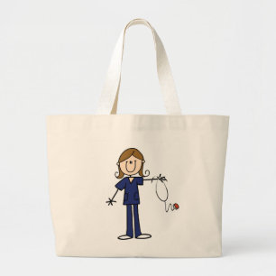 Grand Tote Bag Chiffre femelle uniforme bleu infirmière de bâton