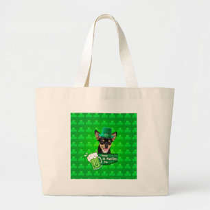 Grand Tote Bag Chihuahua Chien Chiot Chiot St. Patrick's Day Clov