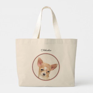 Grand Tote Bag Chihuahua Smooth Coat Peinture Chien Art original