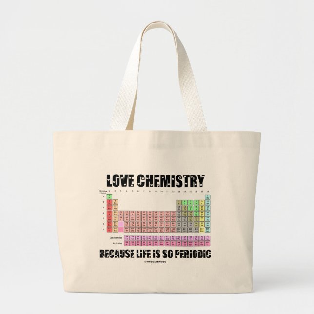 Grand Tote Bag Chimie d'amour puisque la vie est si périodique (Devant)