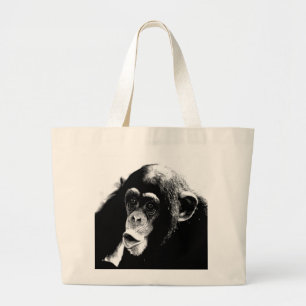 Grand Tote Bag Chimpanzé noir blanc