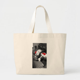 Grand Tote Bag chiots pitbulles de Noël endormis adorable père No