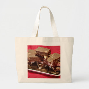 Grand Tote Bag Chocolat Cherry Marshmallow Fudge Sur Une Plaque
