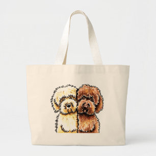 Grand Tote Bag Chocolat crème Labradoodles
