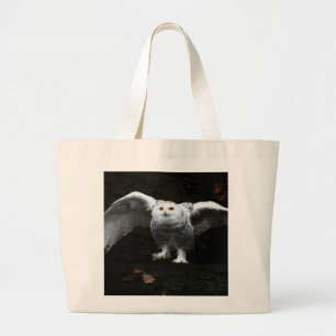 Grand Tote Bag Chouette neige avec ailes ouvertes jtcnm