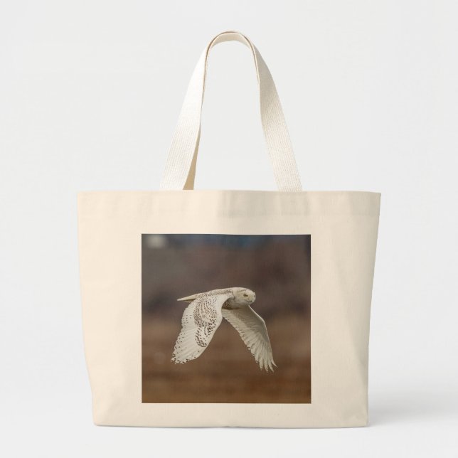 Grand Tote Bag Chouette neige en vol (Devant)