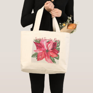 GRAND TOTE BAG CHRISTMAS CLASSIQUE POINSETTIA FLOWER SECRET PÈRE