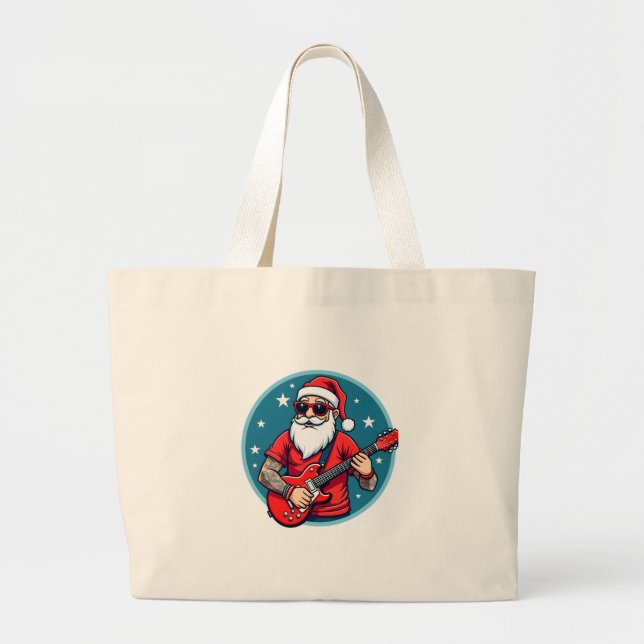 Grand Tote Bag Christmas guitarist  Rockmusic Christmas (1) (Devant)