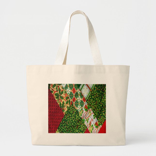 Grand Tote Bag Christmas Quilt Background (Devant)