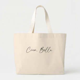 Grand Tote Bag Ciao, T-shirt moderne femmes Bell Bonjour, Beau