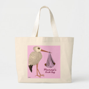Grand Tote Bag Cigogne classique (rose) 2 (baby shower)