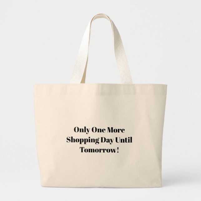 Grand Tote Bag Citation amusante Shopping en texte noir (Devant)