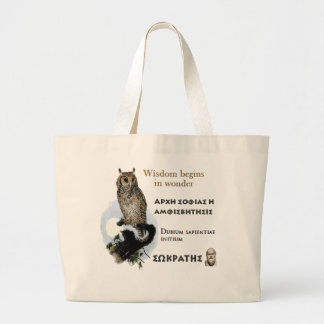 Grand Tote Bag Citation célèbre de Socrates - la sagesse commence