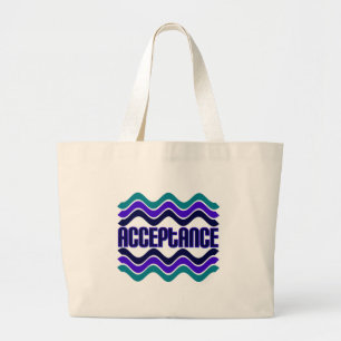 Grand Tote Bag Citation d'acceptation en bleu vert violet