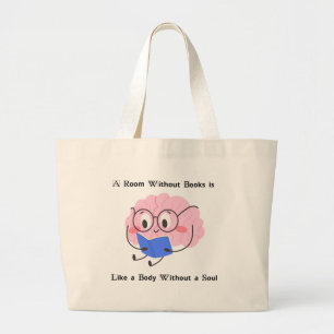 Grand Tote Bag Citation d'art d'illustration de lecture de ver à