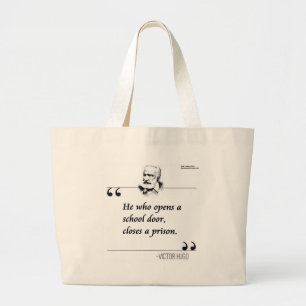 Grand Tote Bag Citation de Victor Hugo sur l'ouverture de l'école