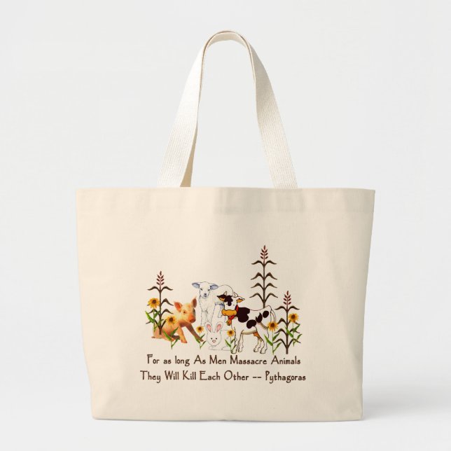 Grand Tote Bag Citation végétarienne de Pythagore (Devant)